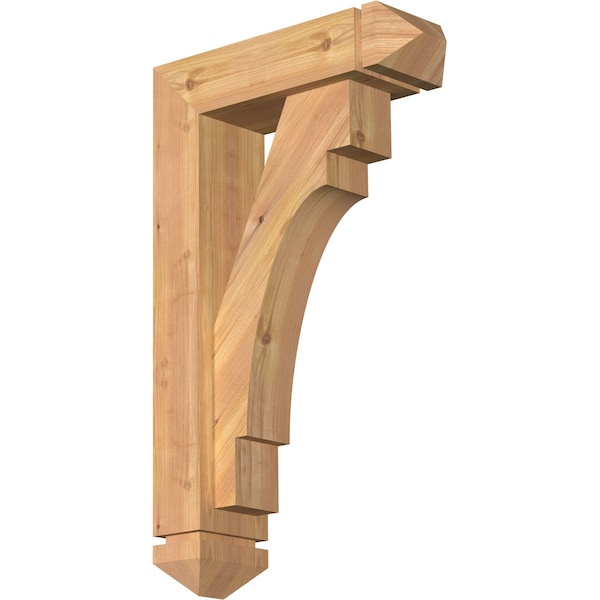 Ekena Millwork Merced Arts and Crafts Smooth Bracket w/ Offset Brace, Western Red Cedar, 5 1/2"W x 18"D x 30"H BKT0604X18X30MRC03SWR - main